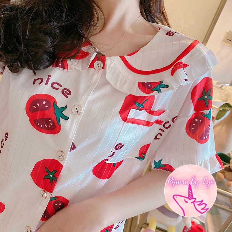 Đồ bộ mặc nhà, đồ ngủ, pijama cổ bèo nhiều họa tiết hoạt hình dễ thương Soraka Set (ảnh thật ở cuối)