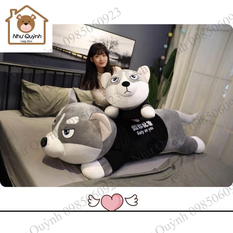 Gấu bông chó husky ,chó alaska siêu to khổng lồ đáng yêu nghộ nghĩnh kích thươc 80cm 1m2 1m4 1m6