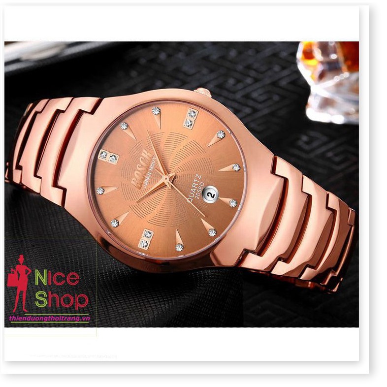 Đồng hồ nam nữ dây thép BOSCK 3 kim thời trang phong cách classic có hiển thị ngày chống nước - DH0133 - Nice