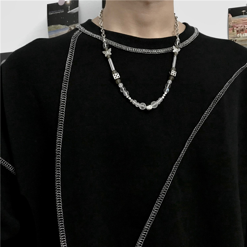 Dây chuyền mặt bướm xúc xắc phong cách hip hop Hàn Quốc đa năng cho nam nữ 22487