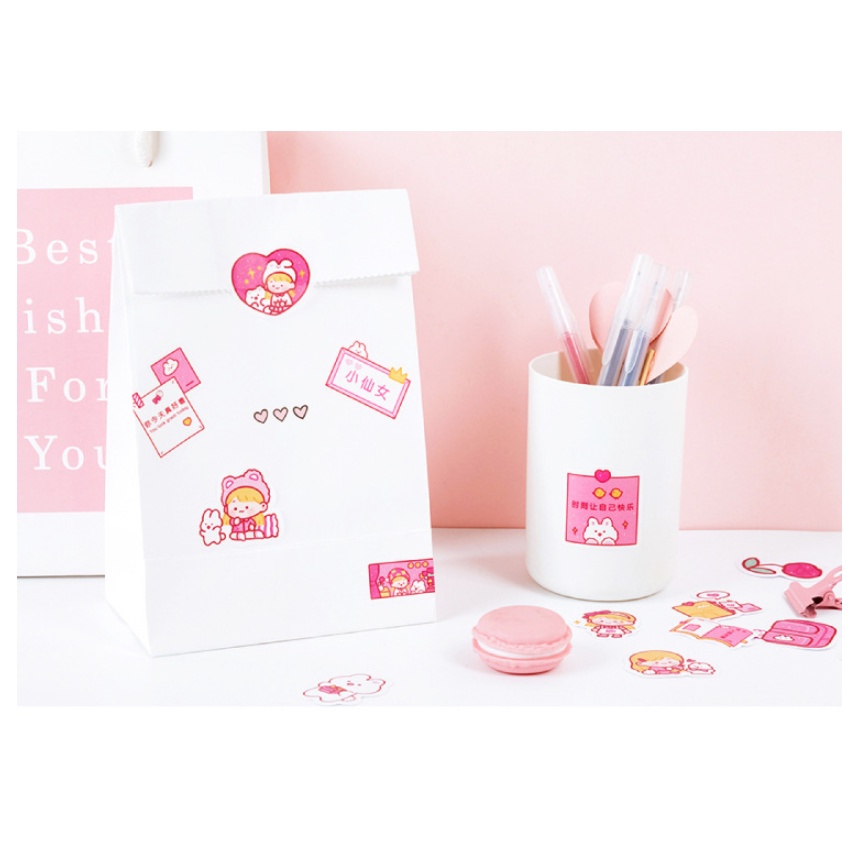 Sticker 40 miếng dán cute siêu đáng yêu, hình dán mũ bảo hiểm, laptop, điện thoại, vali chống nước
