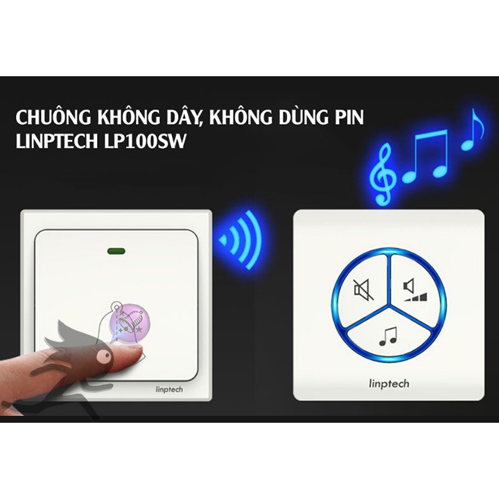 CHUÔNG CỬA KHÔNG DÂY, KHÔNG DÙNG PIN LINPTECH LP100SW, HỌC LỆNH THÔNG MINH