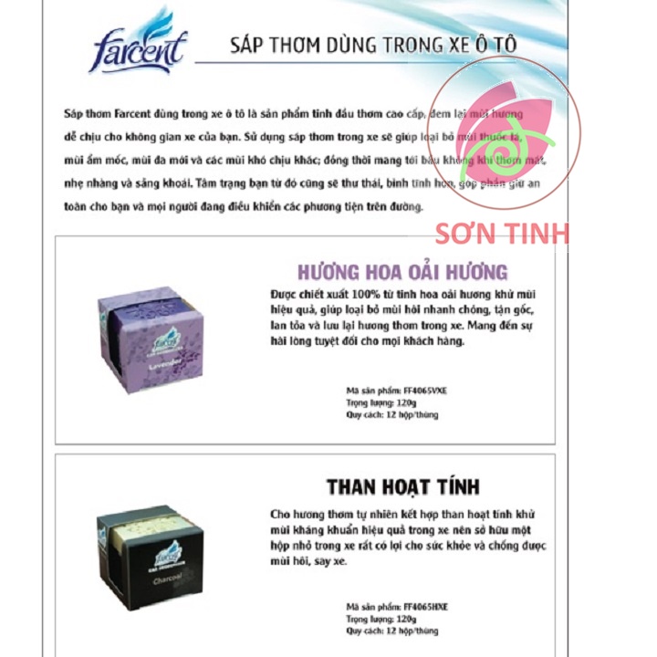 Sáp Thơm Dùng Trong Xe ÔTô Farcent Car Deodorizer 120G