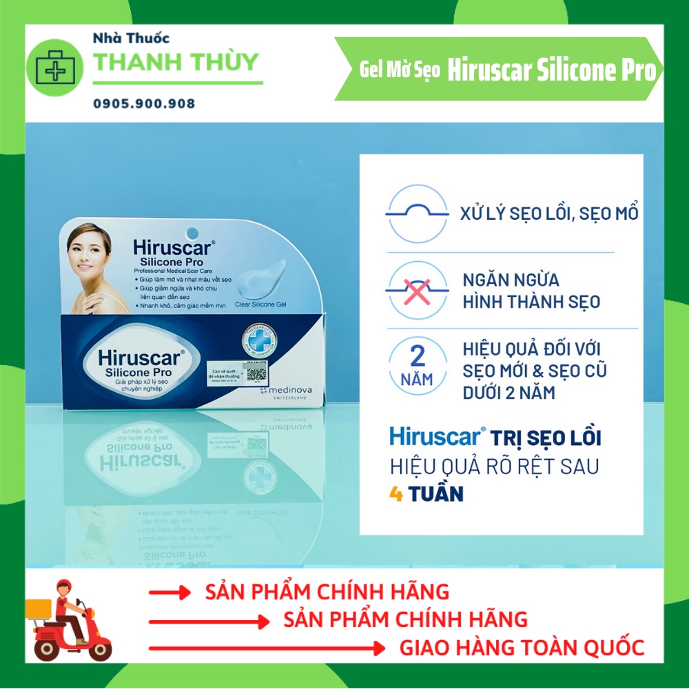 Gel Xử Lý Sẹo Mổ, To, Lồi & Phì Đại Hiruscar Silicone Pro