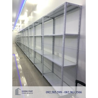 Kệ sắt V lỗ đa năng 4 tầng, đủ kích thước. Rẻ vô địch