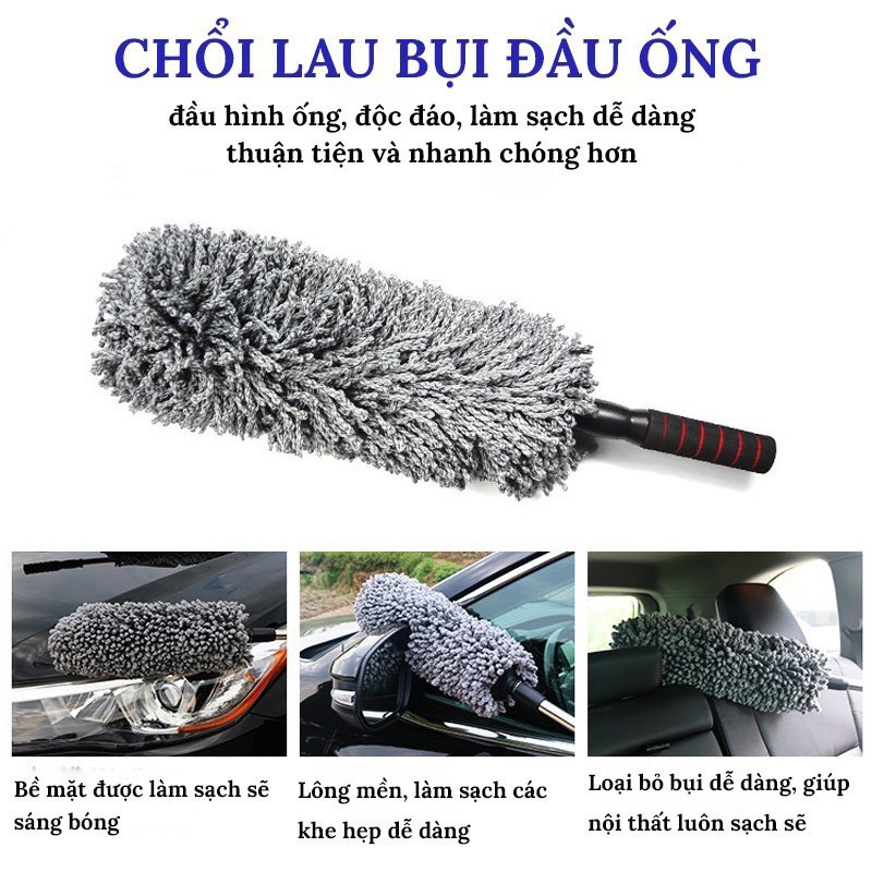 [chổi tròn ]Chổi nano lau rửa xe ô tô chuyên dụng - cán kéo dài,sợi lông siêu min,lau siêu sạch