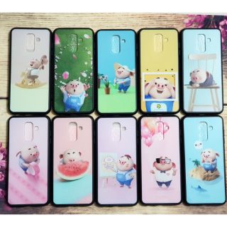 Ốp lưng Samsung A6 Plus viền dẻo lưng bóng hình chú heo dễ thương