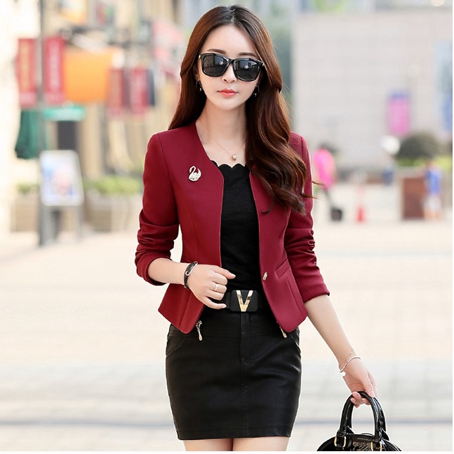 Áo khoác vest nữ blazer dáng ngắn kiểu Hàn Quốc 2 lớp chất liệu Mango Hàn - Mã SP: N9 - Màu: Đen, Đỏ đô, Hồng