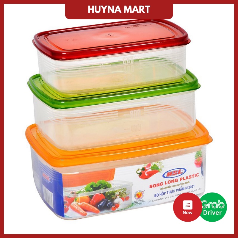 Bộ 3 Hộp Đựng Thực Phẩm Song Long Huyna Mart 2221