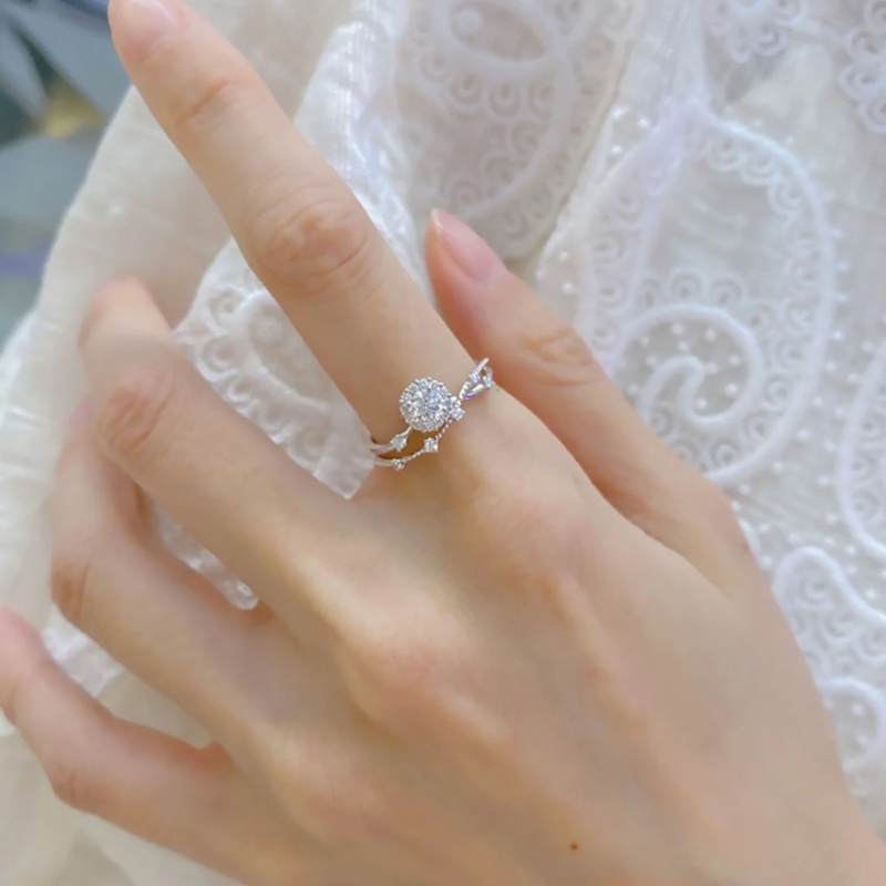 Nhẫn Cưới Bạc Đính Đá Kim Cương Moissanite Cho Nữ