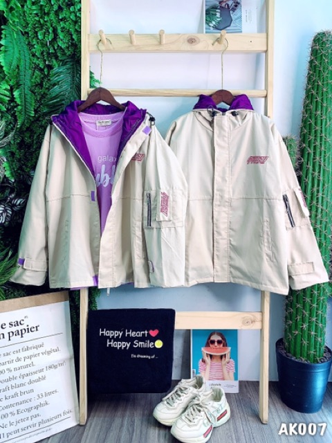 🌵 𝐓𝐡𝐞𝐔𝐥𝐳𝐳𝐚𝐧𝐠 🌵 007 Áo Khoác KaKi Kem-Tím 2 Lớp Hàng Xuất. Bomber Jacket Unisex Bán Sỉ | BigBuy360 - bigbuy360.vn