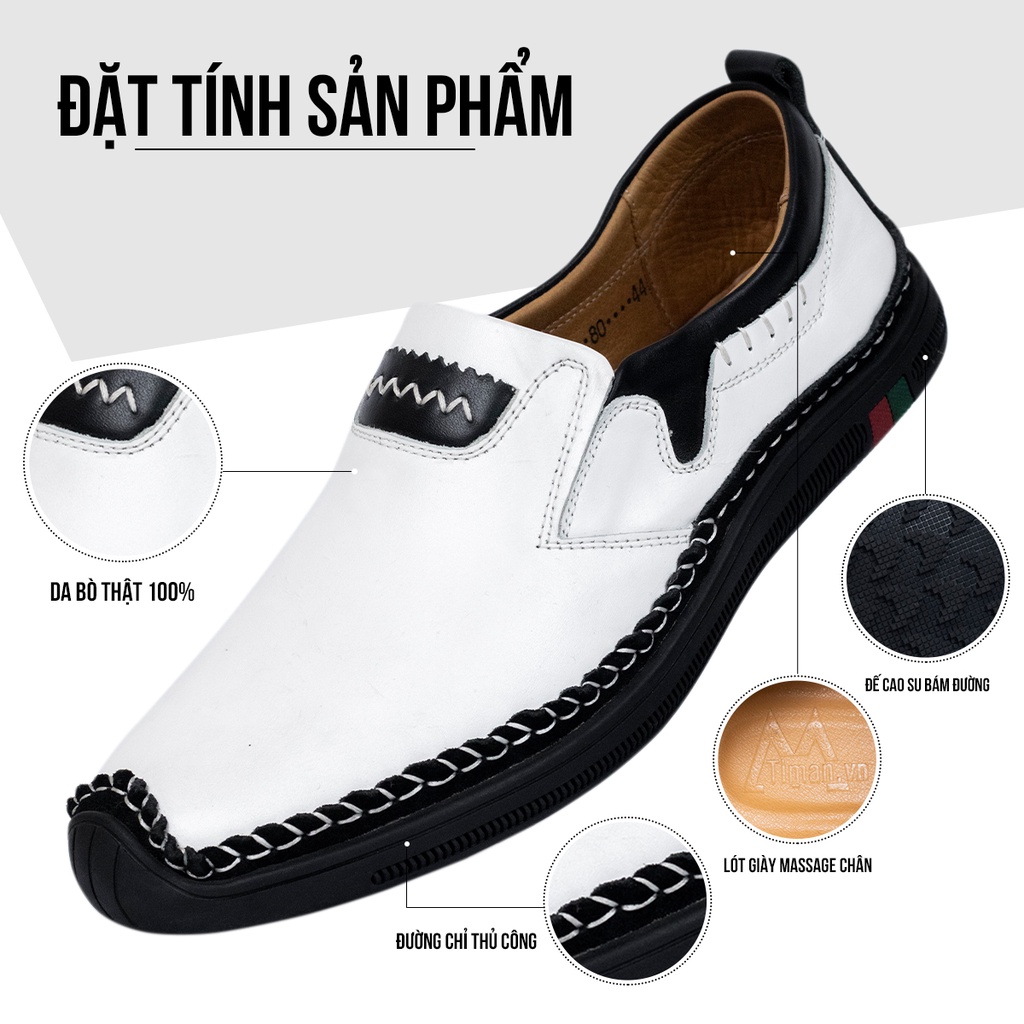 Giày Lười Da Bò Nam TIMAN NT80 bền bĩ êm chân thời trang bảo hành 5 năm