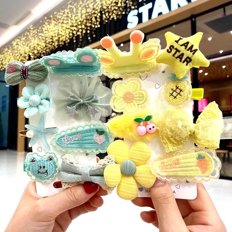 Set 8 kẹp tóc nhiều hình dễ thương cho bé