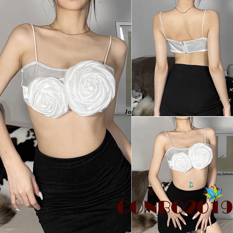 Áo Crop Top Không Tay In Hoa 3D Gợi Cảm Cho Nữ