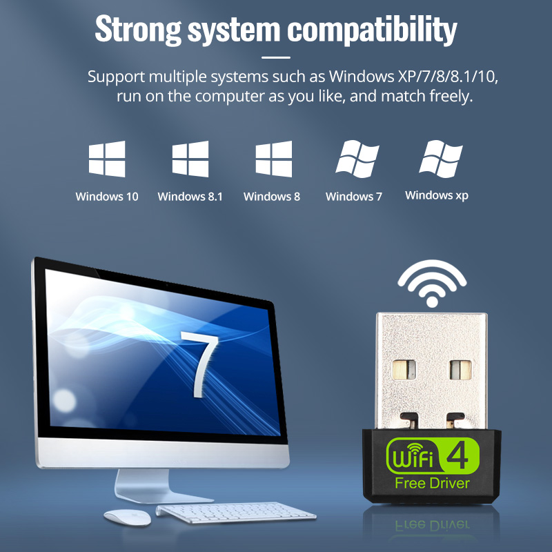 Đầu chuyển đổi WiFi HdoorLink mini không dây USB 2.0 thu phát mạng thẻ 2.4G 150Mbps cho máy tính xách tay Dongle