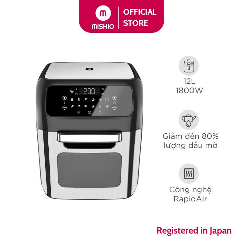 Nồi chiên không dầu 12L điện tử Mishio MK281 - Hàng chính hãng