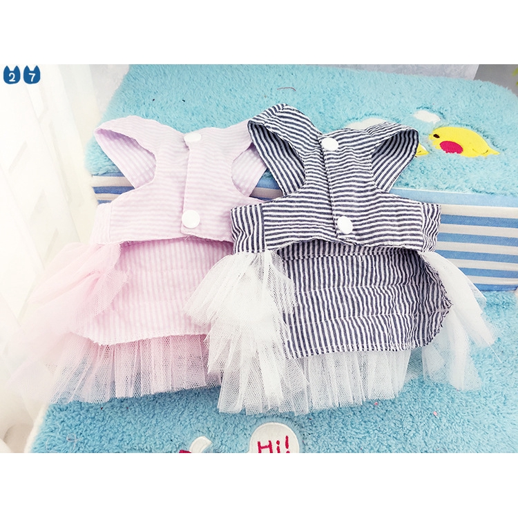 Đầm Hai Dây Họa Tiết Kẻ Sọc Cỡ Nhỏ Vừa Và Vừa 27Pets} Cho Cún Cưng