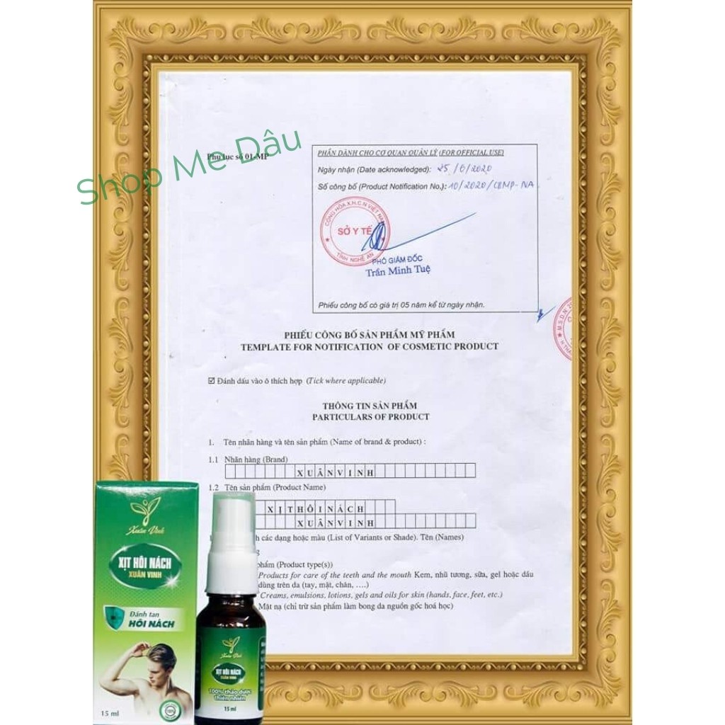 Xịt Khử Mùi Hôi Nách Xuân Vinh 20ml, Giúp Khử Mùi Hôi Nách, Cải Thiện Mồ Hôi Nách, Không Thâm Nách, Vàng Áo - Mẹ Dâu | BigBuy360 - bigbuy360.vn