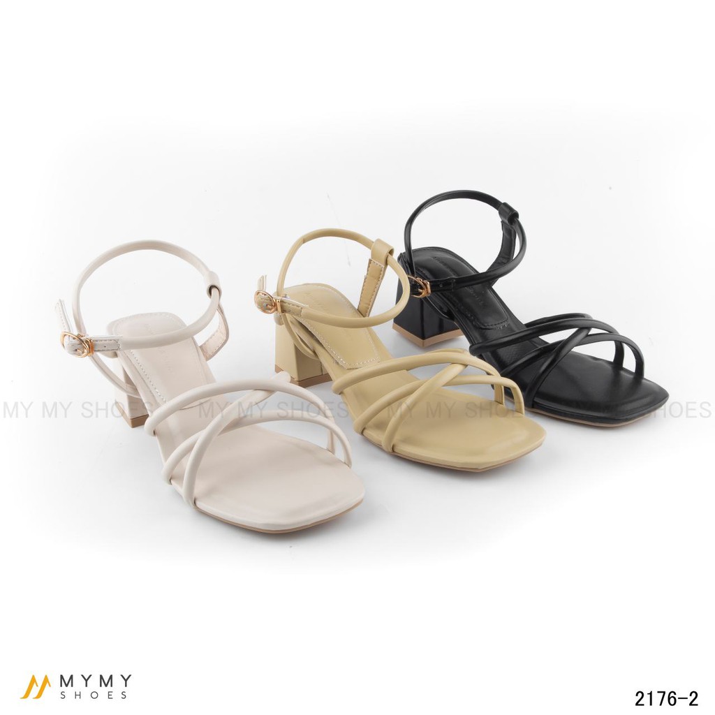 2176-2 Sandal da lì 3 dây đan mũi vuông gót vuông 5p