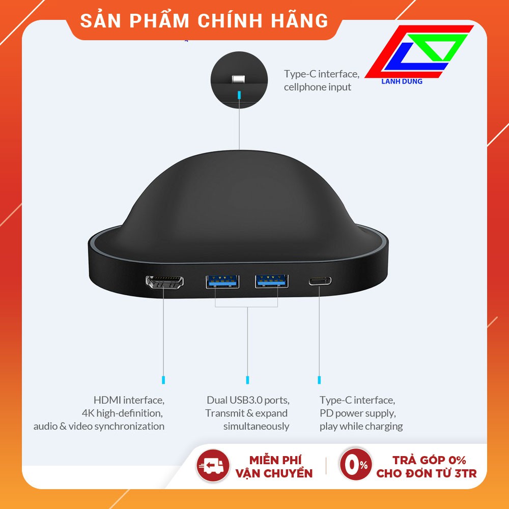 Dock chuyển đổi điện thoại Type C sang Cổng HDMI-USB 3.0-TYPE C Orico XC-402- Hàng Chính Hãng