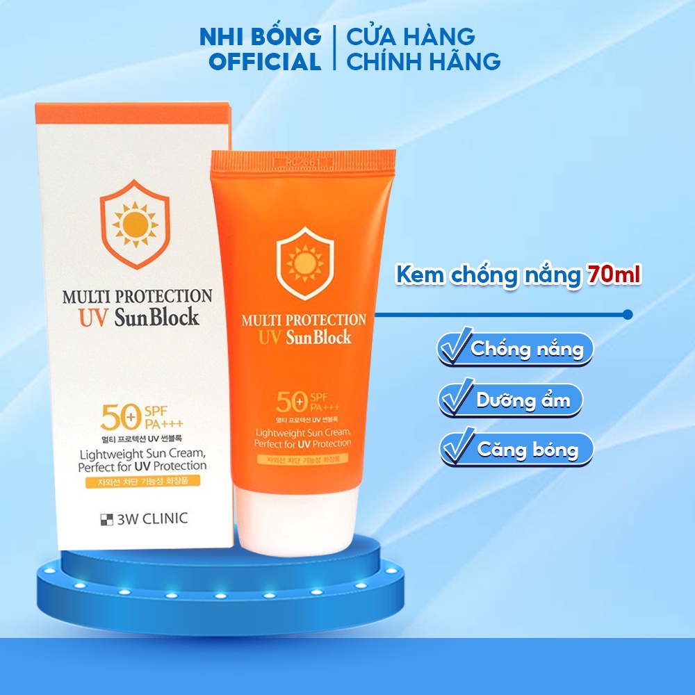 Kem Chống Nắng Multi Protection Uv Sun Block 3w Clinic Hàn Quốc 70ml [CHÍNH HÃNG HÀN QUỐC]