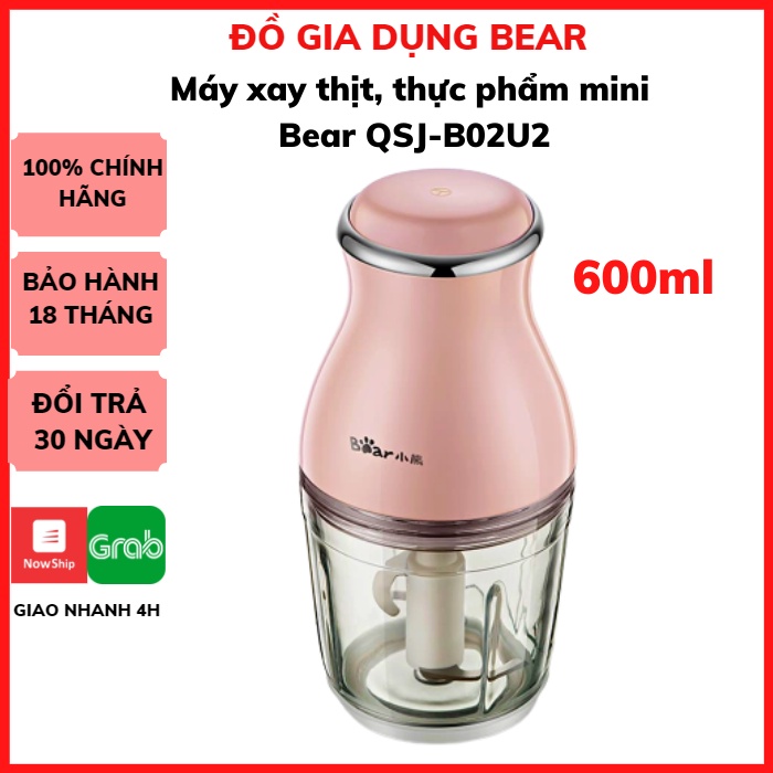 Máy Xay thịt, Thực Phẩm Mini Đa Năng Bear QSJ-B02U2_Máy Xay Sinh Tố Cầm Tay Mini, Xay Tỏi Ớt, Thịt Cá Tôm,.._BH 18 Tháng