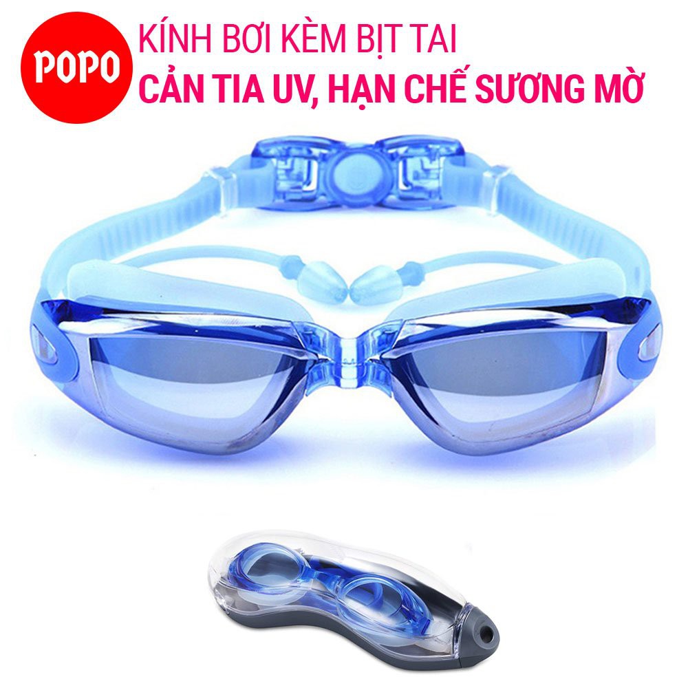 Kính bơi người lớn cho nam nữ, kính bơi tráng gương chống tia UV 1940 gắn bịt tai, hạn chế sương mờ