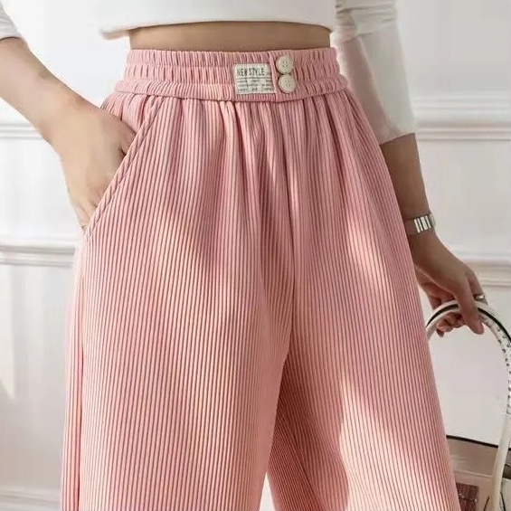 Quần dài SUXI ống rộng lưng cao màu sắc đơn giản thời trang xuân hè cho nữ