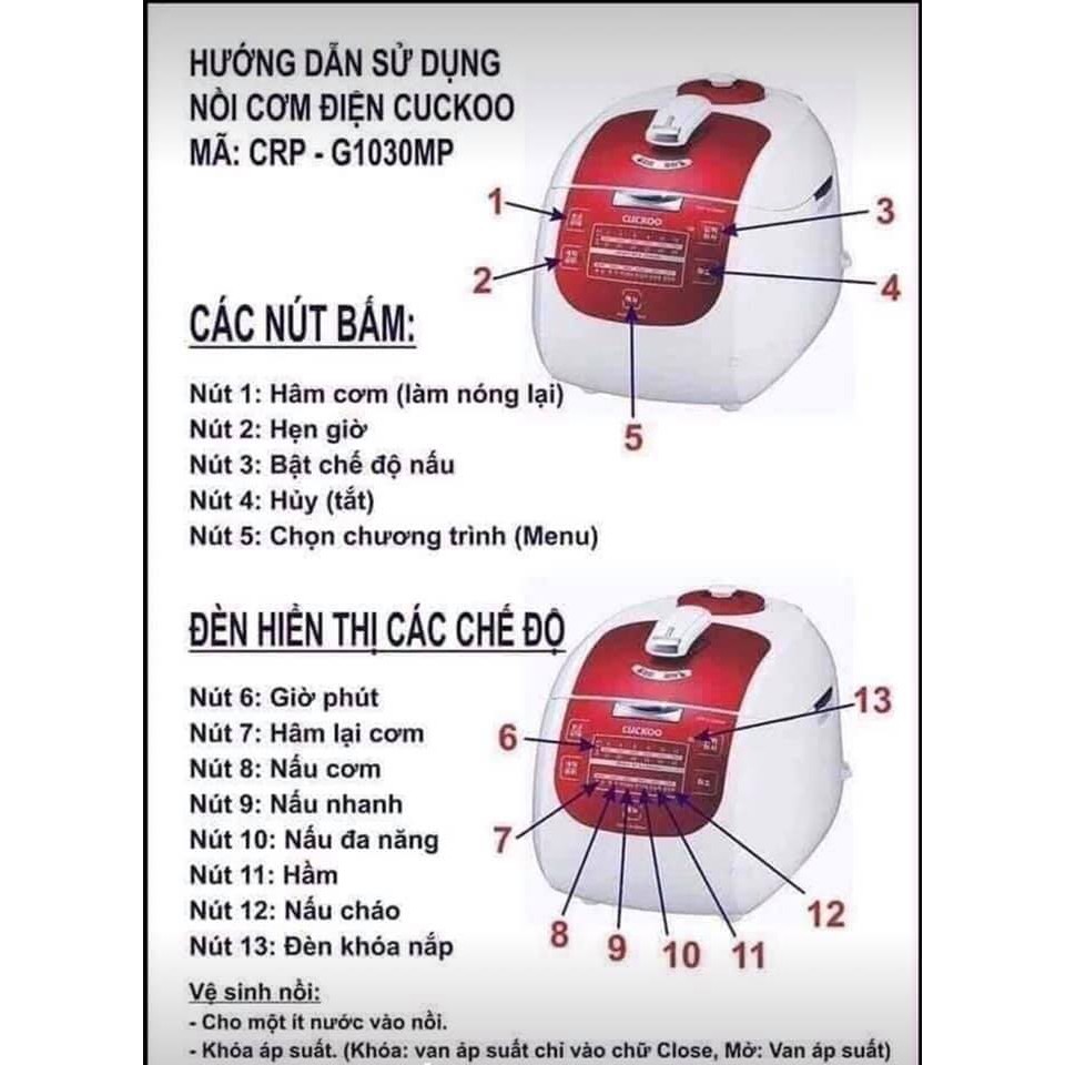 Nồi cơm áp suật điện tử Cuckoo C𝐑𝐏- 𝐆𝟏𝟎𝟑𝟎𝐌𝐏 (𝟏.𝟖𝐋𝐢́𝐭)