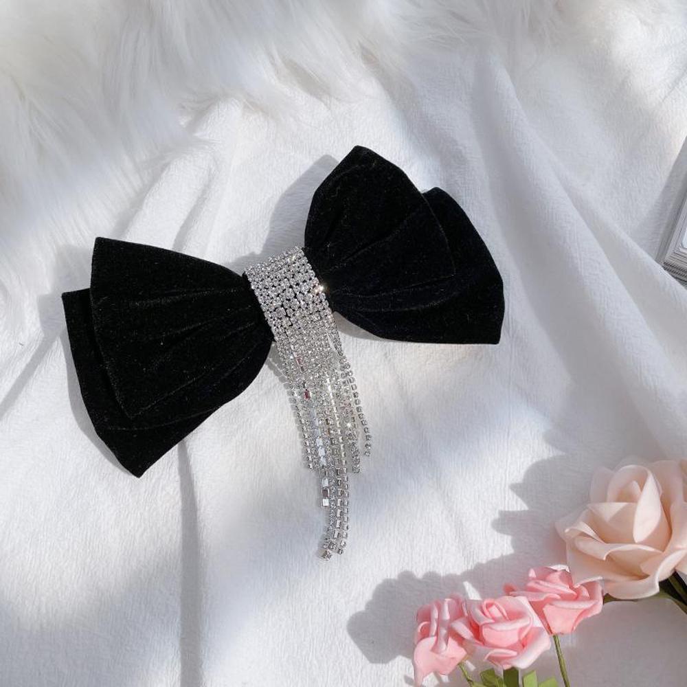 Kẹp Tóc Đuôi Ngựa Hình Nơ Lấp Lánh Ngọt Ngào Cho Nữ Giá Đỡ|Kẹp Tóc Vải Nhung Thời Trang Nữ Tính