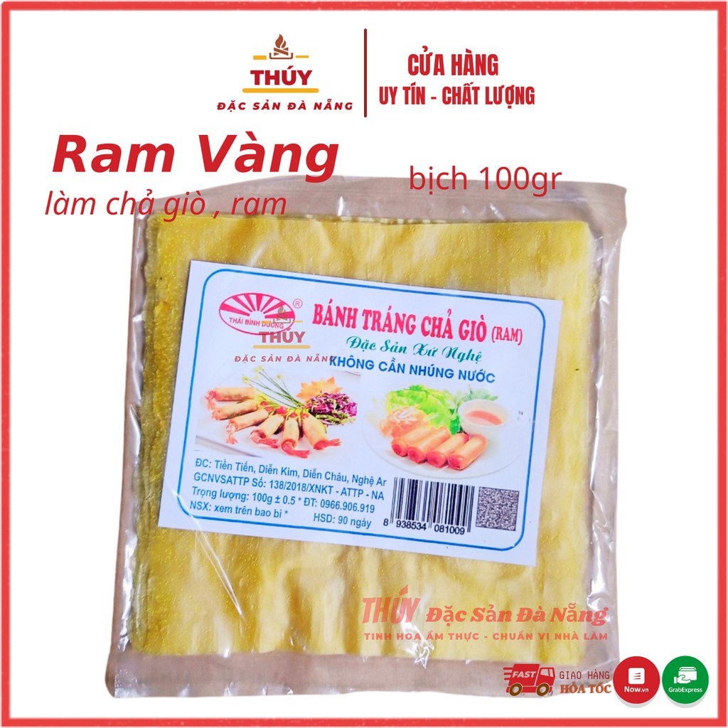 lá ram vàng túi 100gr gồm 20 đến 25 lá bánh làm chả giò