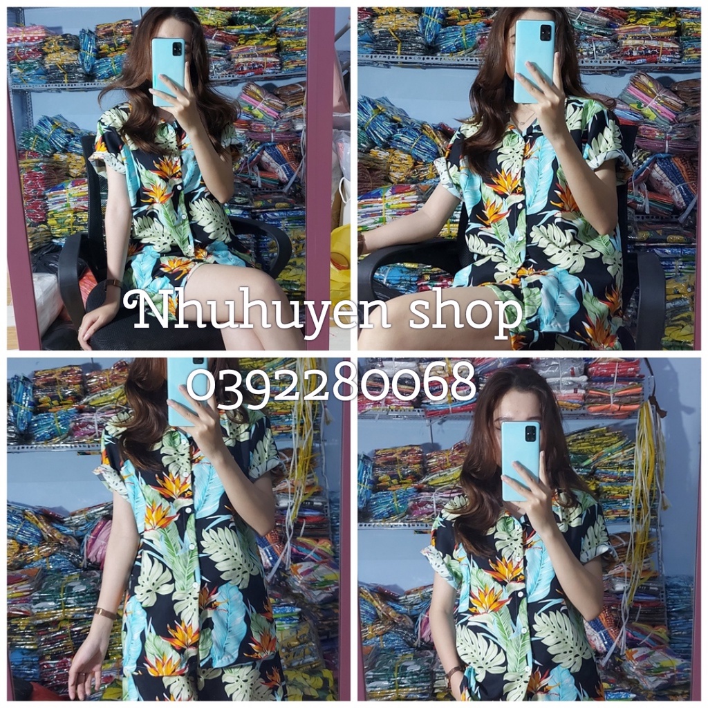 (Tổng kho HCM - Nhuhuyen shop) - set bộ mẫu hoa thiên điểu đủ size cho gia đình, team đến 120kg, chất kate thái 1