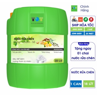 Nước rửa chén can 18 lít hương chanh sả gừng siêu tiết kiệm TOT