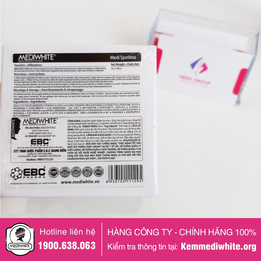 Kem Mờ Thâm Mụn Medi White Chính Hãng - Medi Spotless - Kem Mờ Thâm Mụn Sáng Da Medi White