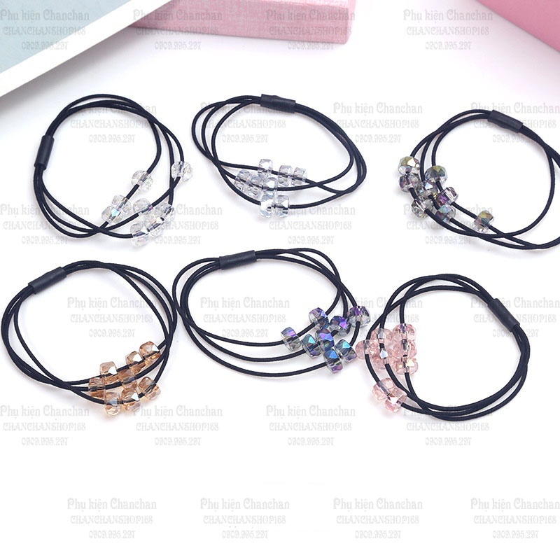 Cột tóc pha lê kim sa 18k / cái