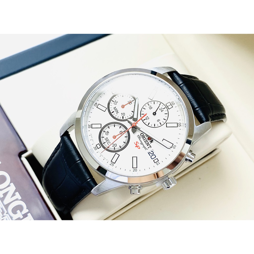 ĐỒNG HỒ NAM ORIENT CHRONOGARGH WHITE FKU00006W0 SIZE 42MM ĐỒNG HỒ ̉DÂY DA 6 KIM KIỂU DÁNG THỂ THAO