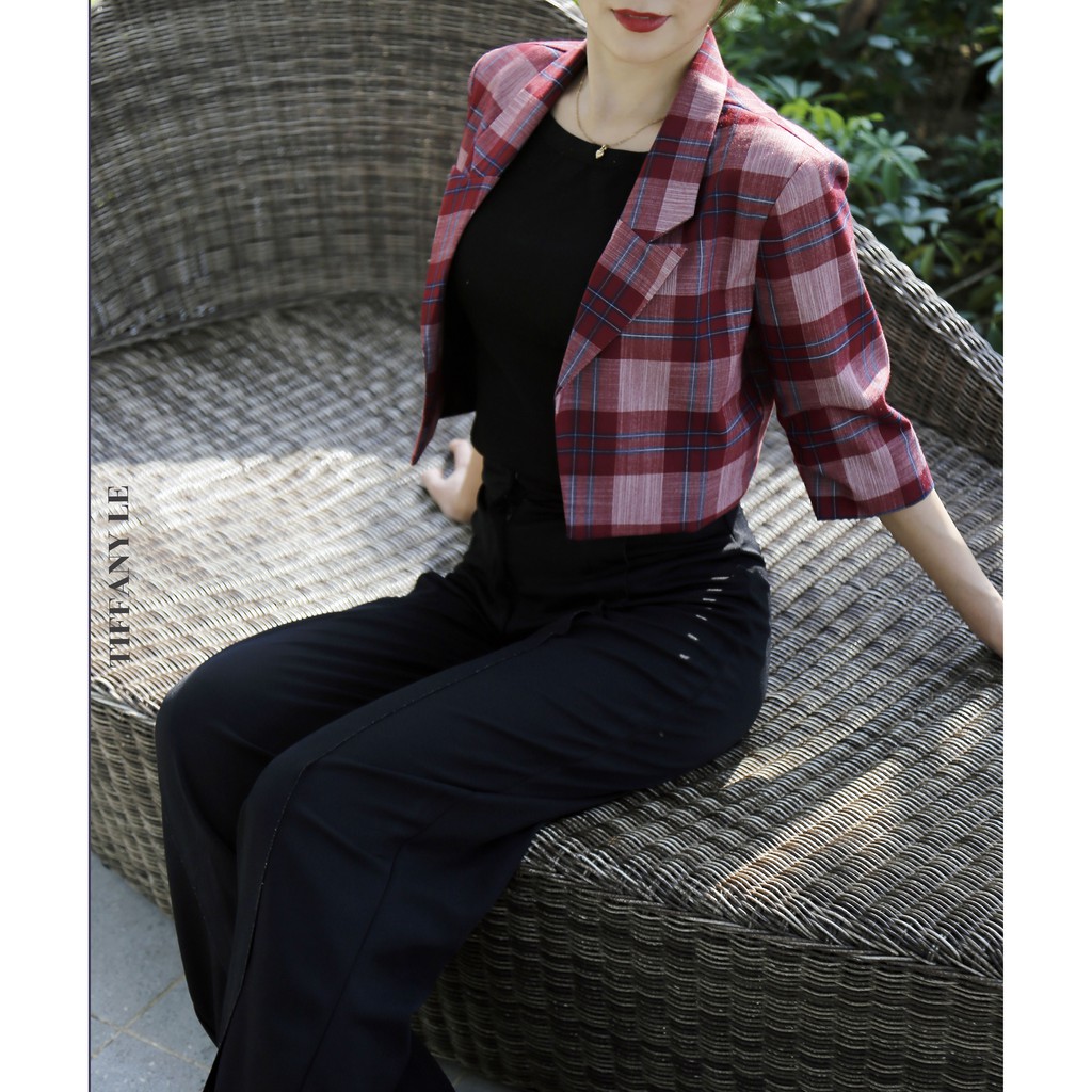 TIFFANY LE - Áo Vest Tay Lửng Caro 2 Lớp | BigBuy360 - bigbuy360.vn