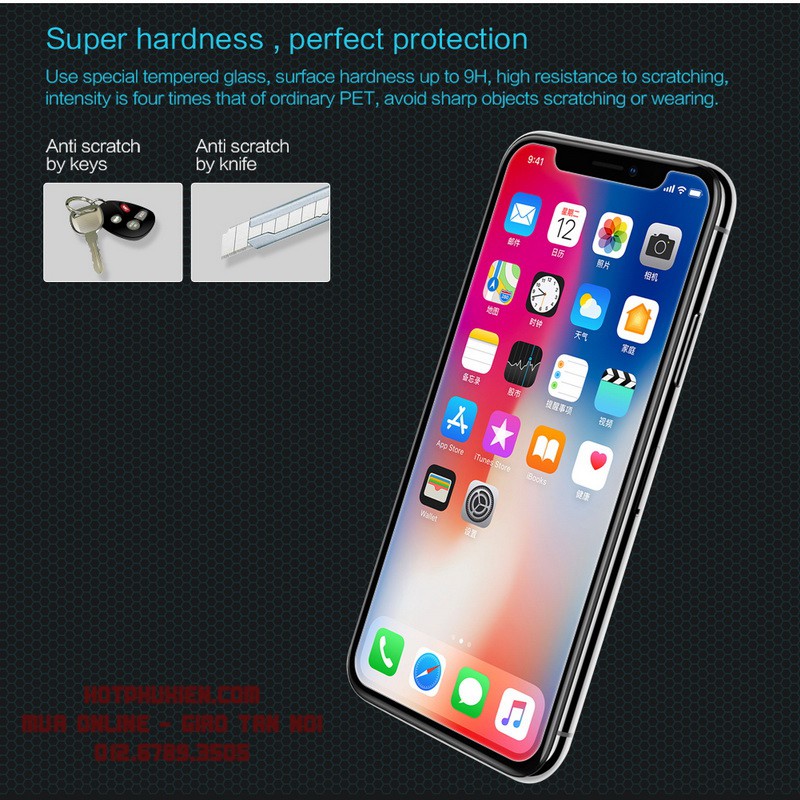 Miếng dán kinh cường lực Nillkn 9H cho iPhone XS / iPhone X / iPhone 11 Pro Max / iphone SE / iPhone 5 / iPhone 7 plus