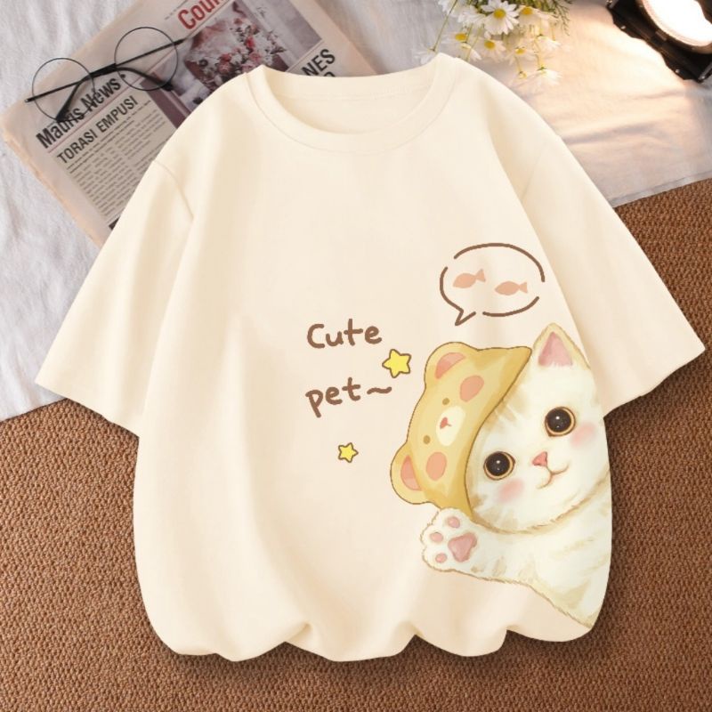 Áo thun( áo phông) hình con mèo cute