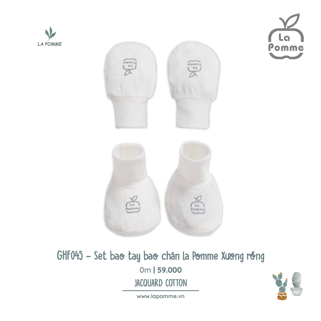 [CHÍNH HÃNG] Set 1 đôi bao tay bao chân bo ống xương rồng trắng/mint GHF045 La Pomme