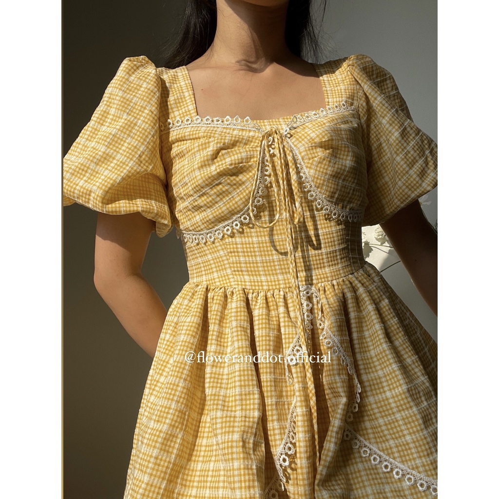 Đầm Jolie vàng mini dáng xòe, đầm công chúa đi chơi - Flower & Dot