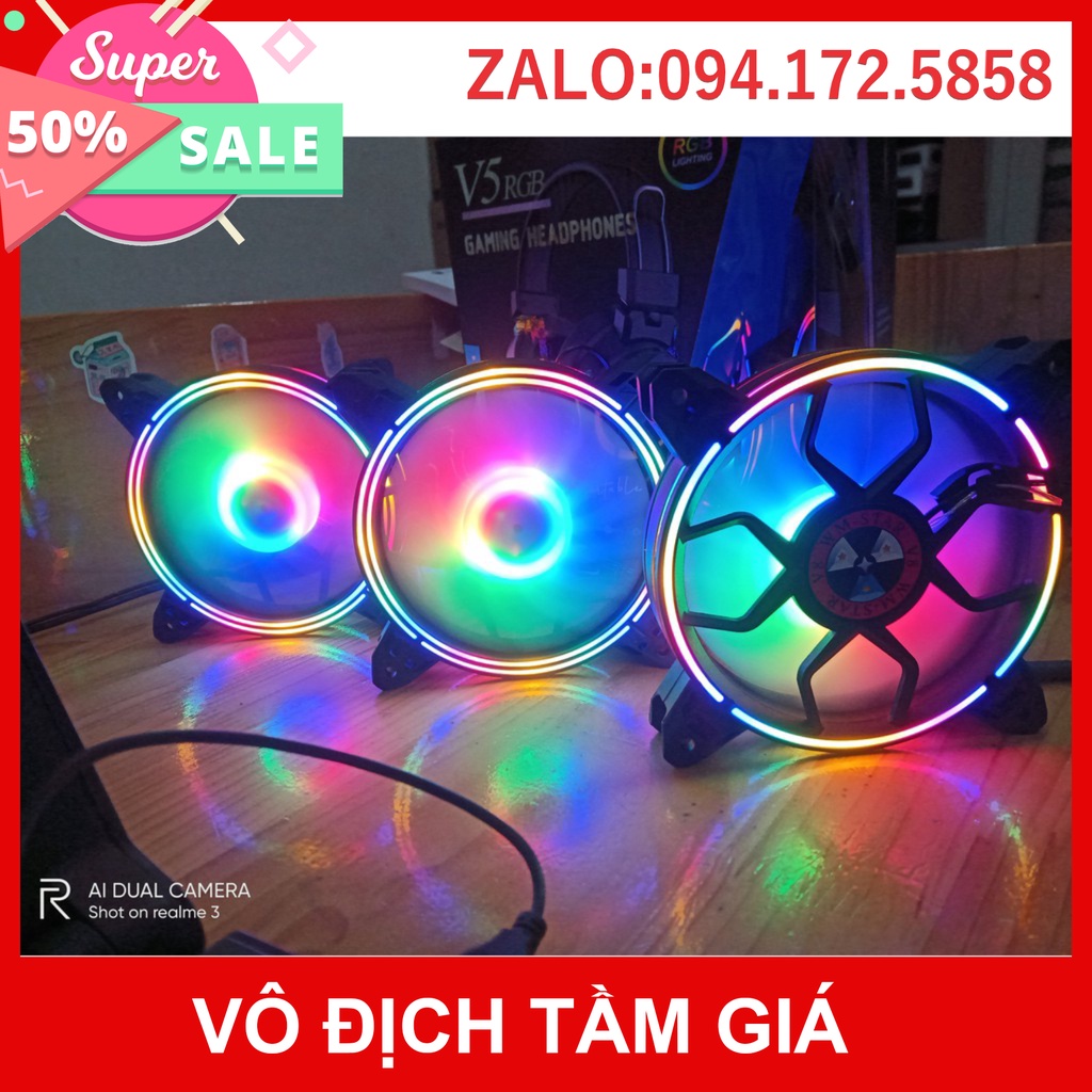 HOT - Quạt tản nhiệt cho máy tính, fan led v8+ (fullbox)