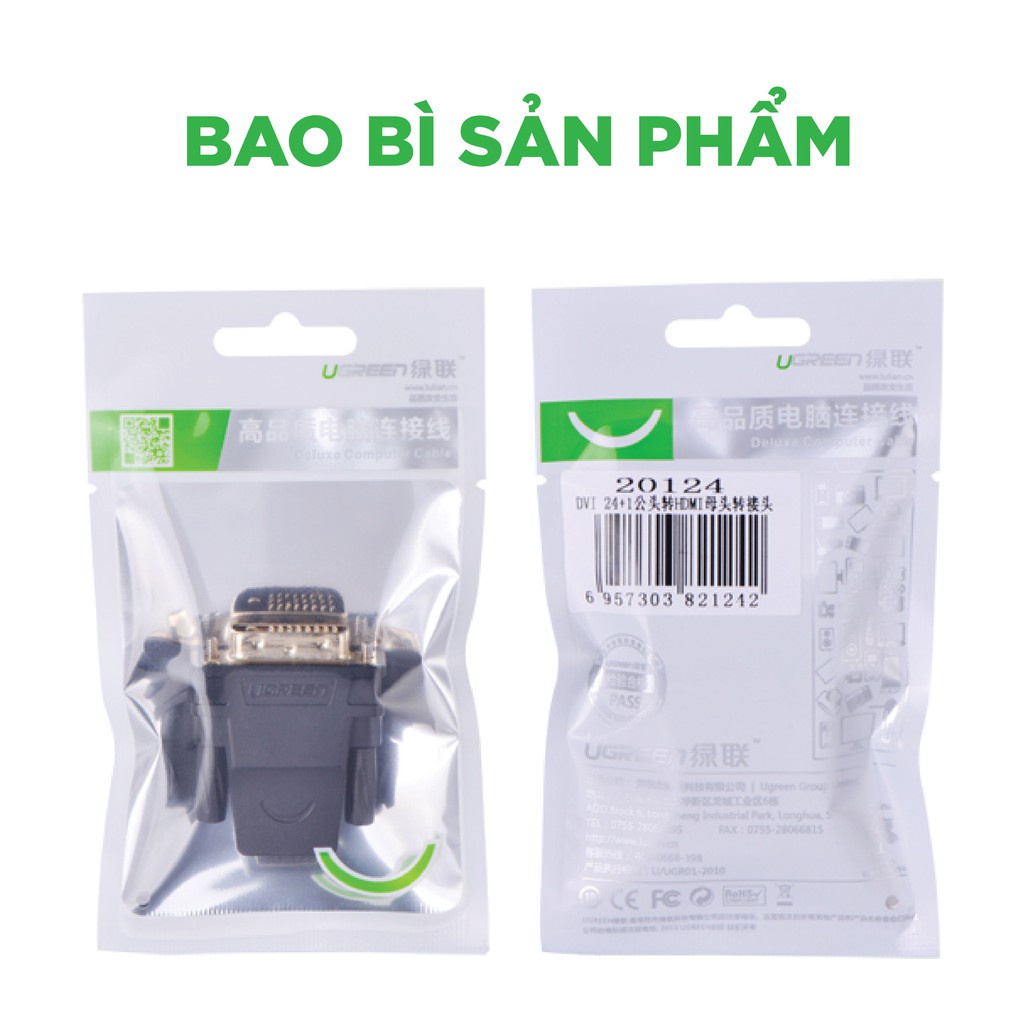 Đầu chuyển đổi DVI 24+1 male sang HDMI female - UGREEN 20124  PKCNH