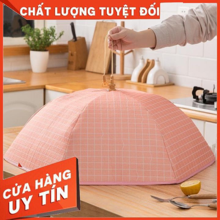 Lồng bàn giữ nhiệt gấp gọn cỡ lớn 6 cạnh có khung chống bụi và côn trùng bền đẹp [LOẠI TO ĐẸP]