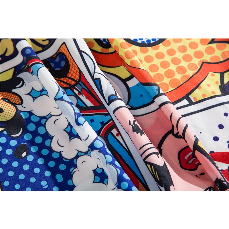 Áo Sơ Mi Ngắn Tay Dáng Rộng In Hình Truyện Tranh Kiểu Hàn Quốc Cá Tính Cho Nam