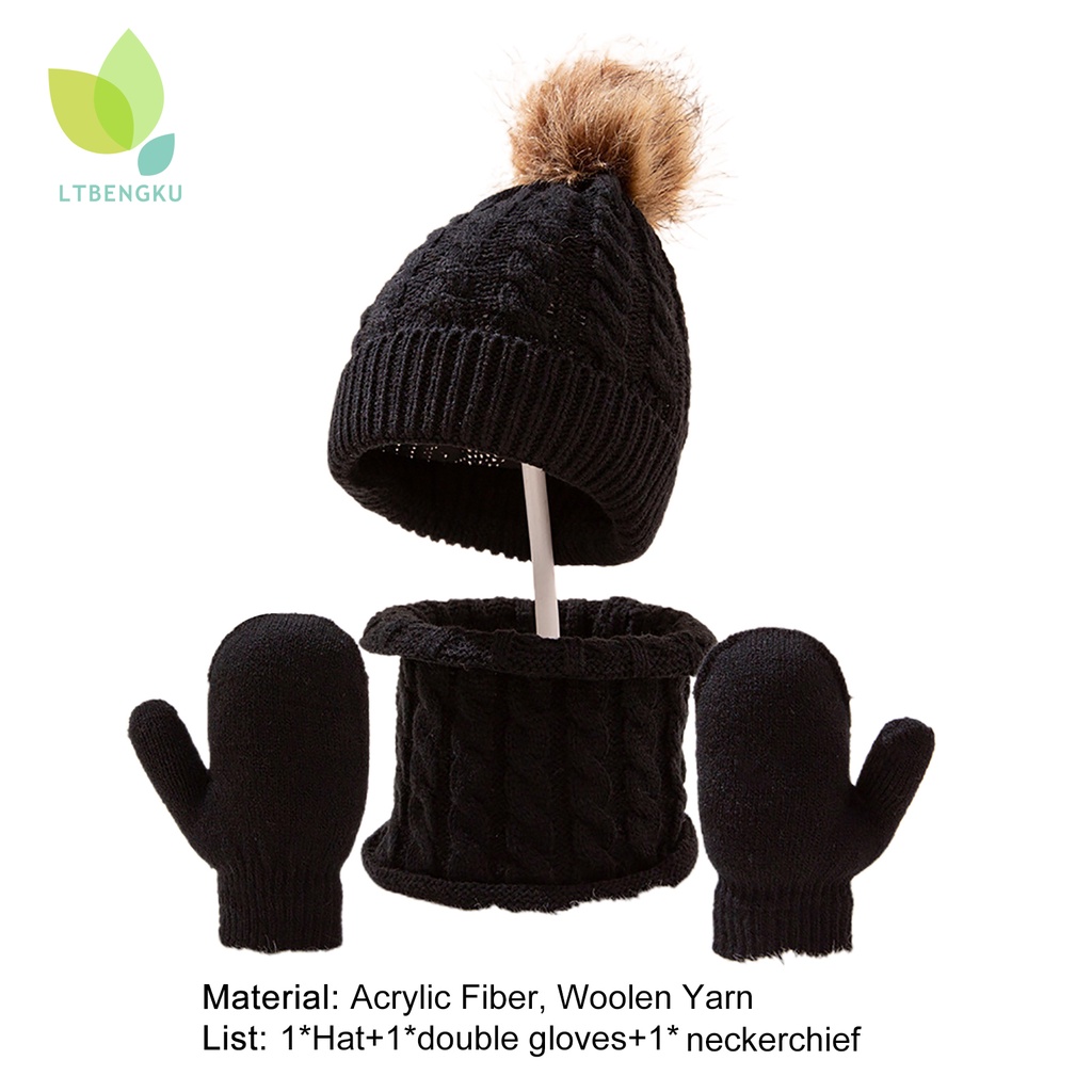 Set mũ len và khăn choàng cổ và găng tay mềm mại chống gió cho bé