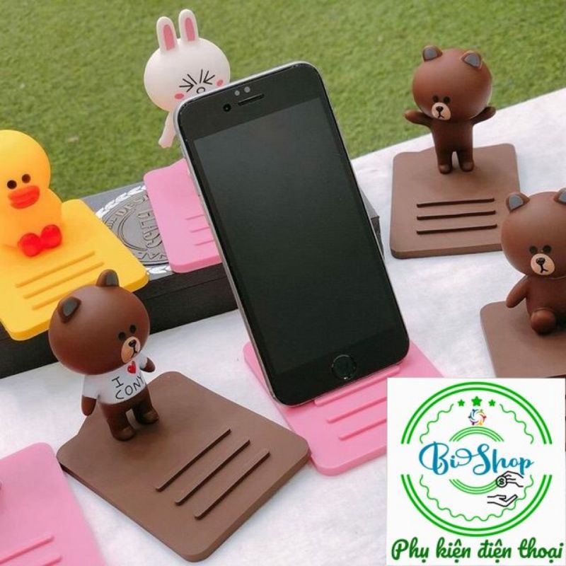 Kệ để điện thoại trên bàn taplo xe hơi xoay 360 độ hình gấu brown thỏ cony ...