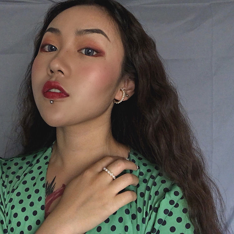 Nhẫn Đính Ngọc Trai Phong Cách Retro Hàn Quốc