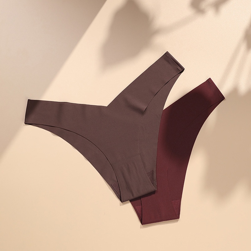 Quần Lót Chữ V Lưng Thấp Không Đường May Màu Sắc Đơn Giản Cho Nữ