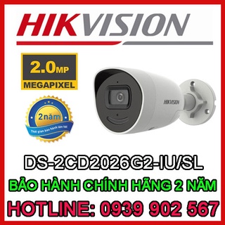 Camera ip chống báo động giả, hỗ trợ đèn & còi 2.0 megapixel hikvision ds-2cd2026g2-iu/sl
